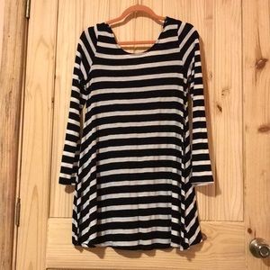 Black and White Stripe open back dress Small
